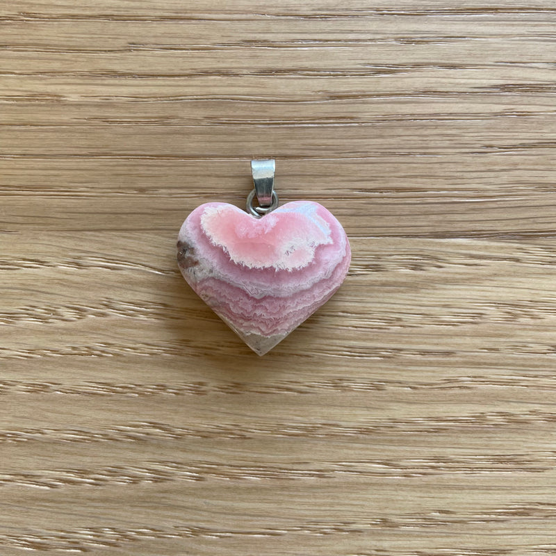 Pendentif coeur rhodochrosite GRAND